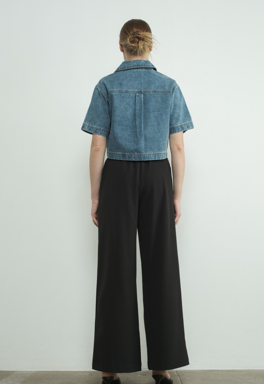 DENIM CROP TOP WITH POCKET