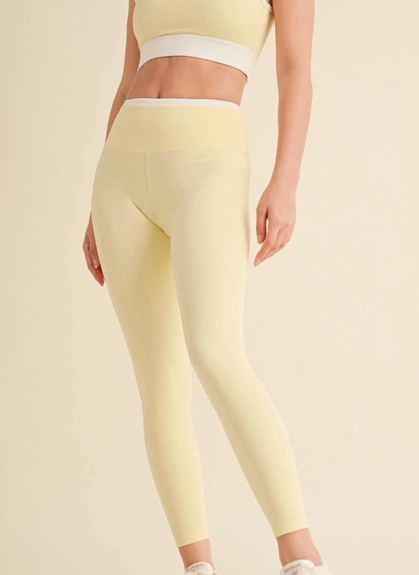 Contrast Binding Legging Lemon